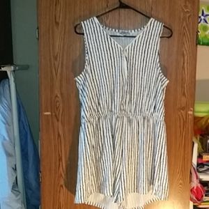 Stripped Zip Up Romper